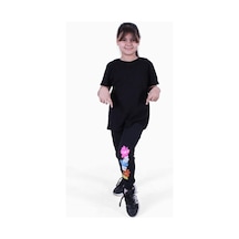 Fyk Kids Desenli-renkli Kız Çocuk Eşofman Altı Siyah