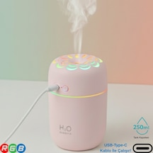 250ml Rgb Işıklı Süper Sessiz Type-c Mini Hava Nemlendirici & Aroma Difüzör
