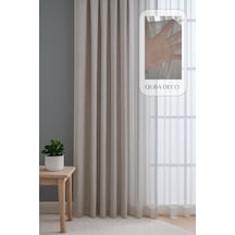 Natural Modern File Dokulu Keten Tül Perde Pileli Salon Oturma Odası Yatak Odası Çocuk Odası Bej