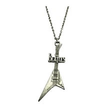 The Beatles Temalı Elektro Gitar Kolye 60 Cm Metal Vintage Rock Aksesuar Çok renkli