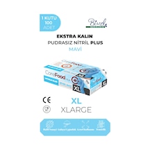 Ekstra Kalın Nitril Mavi Plus Muayene Eldiveni Xl - 1 Paket 100'lü