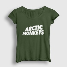 Presmono Kadın Logo Arctic Monkeys T-shirt Haki