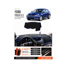 Ford Focus 3.5 Hatchback 2014-2018 Uyumlu Torpido Örtüsü, Torpido Kılıfı - Siyah-mavi - Fo012
