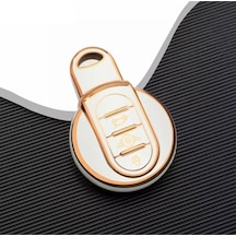 Gma Keys Lüx Mini Cooper Countryman Nano Anahtar Kılıfı Beyaz Gold Altın Renk 1.ci Kalite