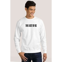 The Last Of Us Logo Baskılı Beyaz Erkek Örme Sweatshirt (528530481)