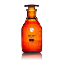 Borosil Amber Cam Tıpalı Şişe 250ml 100% Borosilikat Şilifli Miyar Şişesi
