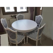 Masifart  100 cm Yuvarlak Baba Ayak Masa + 5 li Sandalye Takımı