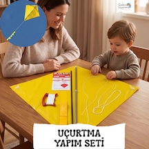Uçurtma Yapım Seti / Naylon Elmas / Plastik Çıtalı / Sarı