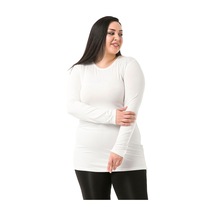 Disentis Büyük Beden Bisiklet Yaka Uzun Kollu Viskon Ekru Body