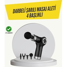 Mini Masaj Tabancası 4 Başlık 6 Hız Ayarlı Siyah