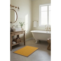 Rattan Kaymaz Banyo Paspası- Su Geçirmez- Çok Amaçlı Mat 50x120 C Açık Kahve