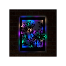 Led Işıklı Çerçeveli Çiçekler Dekoratif Tablo Balkon Duvar Dekorlu Gece Lambası Çok Renkli - 737260453 Çok Renkli