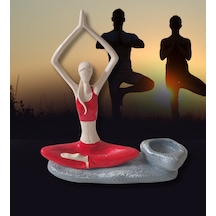Yogacı Kız Polyester Çubuk Tütsülük Ve Tealight Mumluk Kırmızı 0