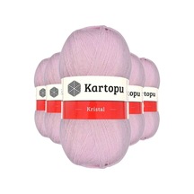 5 Adet Kristal Çift Katlı El Örgü Lif İpi Açık Pembe K699 - Kartopu Mudanis Çok Renkli