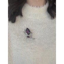 Mürdüm Lale Motif Broş Altın