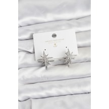 Gümüş Renk Pirinç Çift Taraflı Kutup Yıldızı Kadın Küpe - Tj-bkp11511 Diğer