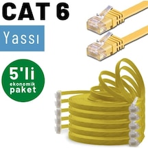 5 adet IRENIS CAT6 Kablo Yassı Ethernet Ağ Kablosu, 25 cm Sarı