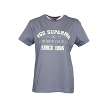 Vigoss Baskılı Kadın Regular T-shırt Washed 13756-30166 Antrasit