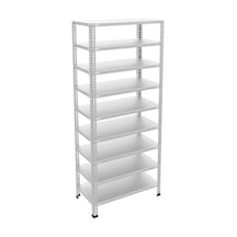 9 Katlı Galvaniz Çelik Raf - Depo, Arşiv, Kiler, Dosya, Market Rafı 31x93 Cm-200 Cm-0.70 Mm Gri