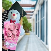 Mezuniyet Hediyesi: Mezun Peluş Ayıcık & Pembe Ayıcık Buketi