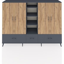 Hyperion Dolap 12 Raflı 3 Çekmeceli 4 Kapaklı 220x44x163 Antrasit Antrasit-çam/antrasit