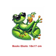 Kurbağa Yaz Temalı Ütü İle Yapışan Tekstil Kumaş Tişört Baskı 3383