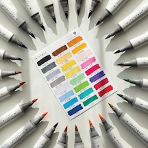 24 Lü Çift Uçlu Alkol Bazlı Marker Kalem Seti Brush + Chisel Diğer