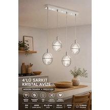 4 Lü Sarkıt Avize Premium Modern Lüks Ledli Salon Mutfak Yatak Odası Avizesi Şık Modelleri Beyaz
