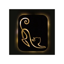 Led Işıklı Kişiselleştirilebilir Kedi Temalı Tablo Simba Dekoratif Gece Lambası Sarı - 737261254 Sarı