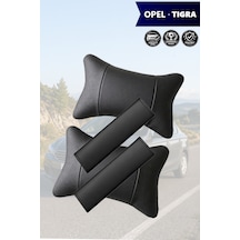 Opel Tigra Uyumlu Siyah Set Deri Kemer Koruyucu Deri Yastık Lüks