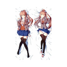 Doki Doki Litereture Club - Monika Desenli Çift Yön Sarılma Yastığı Kılıfı Çok Renkli