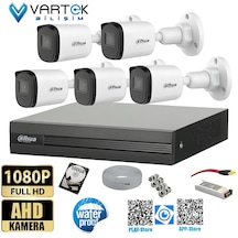 5 Kameralı Full Hd 1080p Ahd Kayıt Seti + 500gb Hard Disk İç Dış Mekan Uyumlu