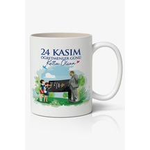 24 Kasım Öğretmenler Günü Tasarımlı Kupa Bardak Baskılı Kahve Kupa Bardak Model 4 Beyaz