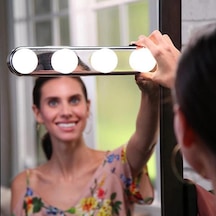 Kablosuz Parlak Banyo Stüdyo Makyaj Aynası Işığı Pilli Vantuzlu Taşınabilir 4 Led Ampul Bx40