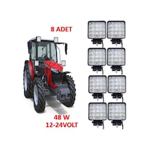 8 Adet Off Road Beyaz Işık Sis Farı Lambası 16 Led Kare 12-24v 48