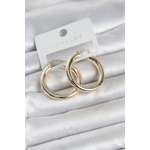 Gold Renk Pirinç Halka 30 Mm Kadın Küpe - Çok Renkli