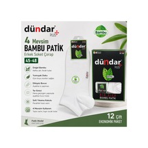 Dündar Çorap Erkek Bambu Soket Patik Çorap 12 Li Paket 45-48 4 Mevsim Beyaz