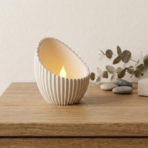 Minimalist Estetik Modern Tasarım Mumluk Dekoratif Obje Beyaz