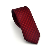 Gaffy Siyah Küp Desenli Kırmızı Dokuma Kumaş Mendilli Slim Fit Kravat // Sdk-2605-5 Kırmızı