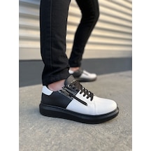 Warrior Bağcıklı Ve Fermuarlı Cilt Erkek Günlük Sneaker Ayakkabı Cst - Siyah/beyaz Çok Renkli