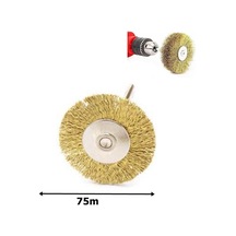 75 Mm Prinç Kaplı Çelik Yuvarlak Pimli Saçaklı Parlatma Fırçası Tel Fırça Pas Boya Sökücü