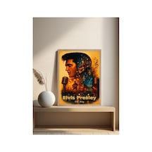 Elvis Presley Doğal Ahşap Çerçeveli Tek Parça Dekoratif Tablo Çok Renkli - 820341550 Çok Renkli