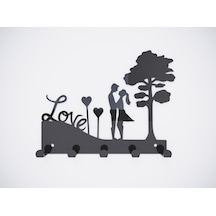 Love Siyah Metal Dekoratif Anahtar Askılığı - Pano Askılığı Love Yazılı Dekoratif Anahtarlık Siyah