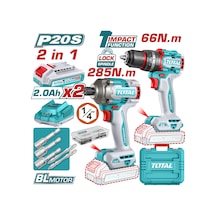 Total TIDLI206681 Darbeli Matkap + TIRLI2028E Darbeli Vidalama 2'li Avantaj Set