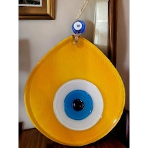 Mavi Nazar Boncuklu Şeffaf Bal Renk Nazar Boncuklu Damla Desen El Yapımı Duvar Süsü 02-10mm 5yards