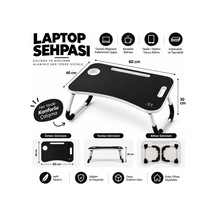 Muıtomas Katlanabilir Bardaklıklı Laptop Masası Siyah