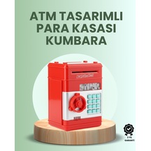 Kırmızı Atm Kasa Tipi Para Biriktirme Kumbarası Standart