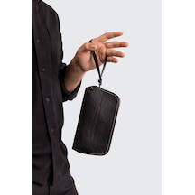 Westbag Unisex Hakiki Dana Derisi Bileklikli El Tutmalı Clutch Çanta Siyah