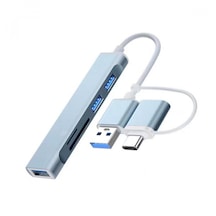 Alleon A-807 5in1 Type-C + USB Girişli USB 3.0 Çoğaltıcı Hub Adap