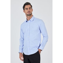 İmza Uzun Kol Düz Bez Ayağı Sert Yaka Cepsiz Pamuklu Classic Slim Fit Gömlek 1004250195 Koyu Mavi